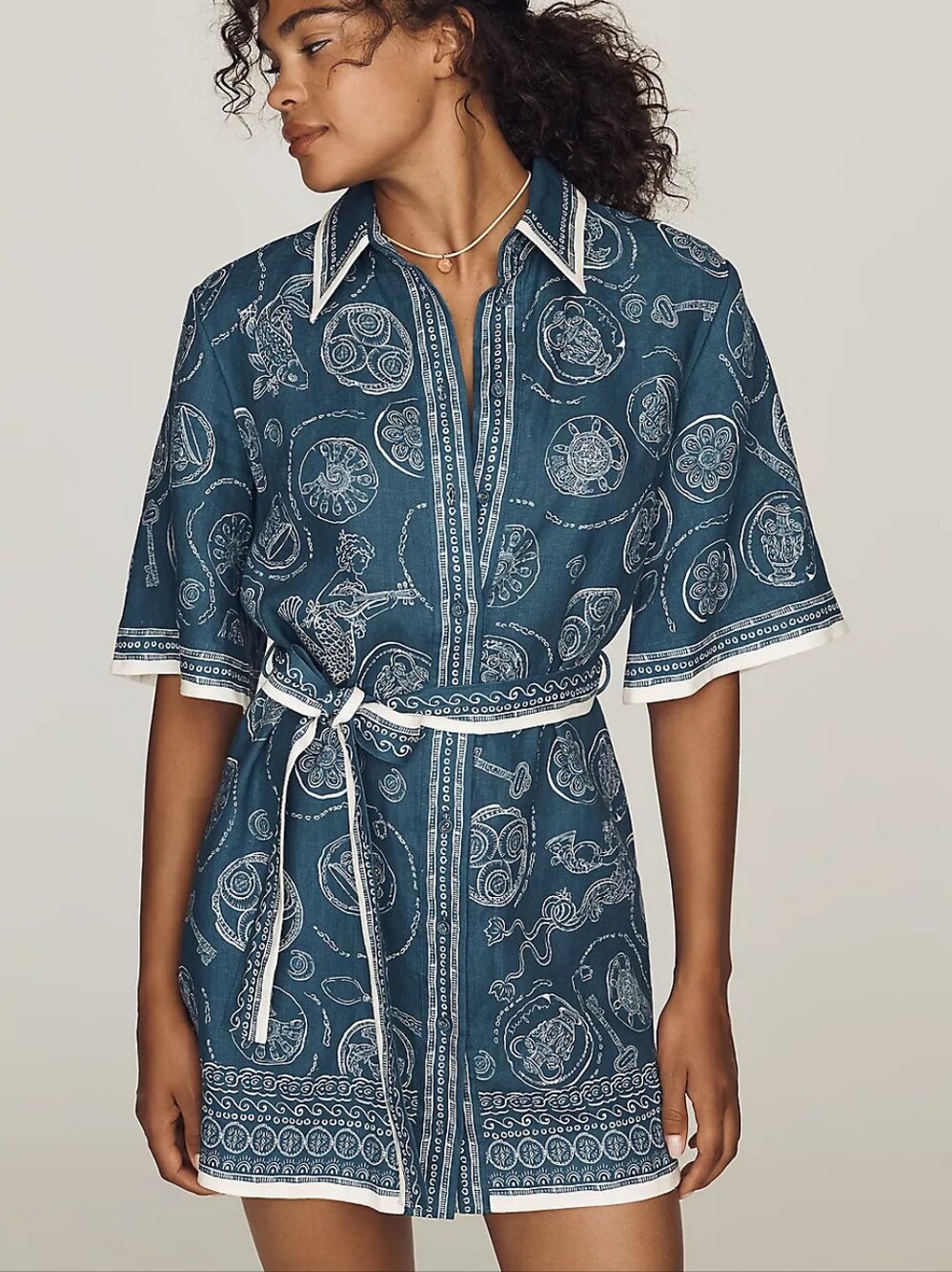 Alemais Lucky Linen Belted Mini Dress